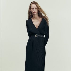 Zara pleated dress with belt